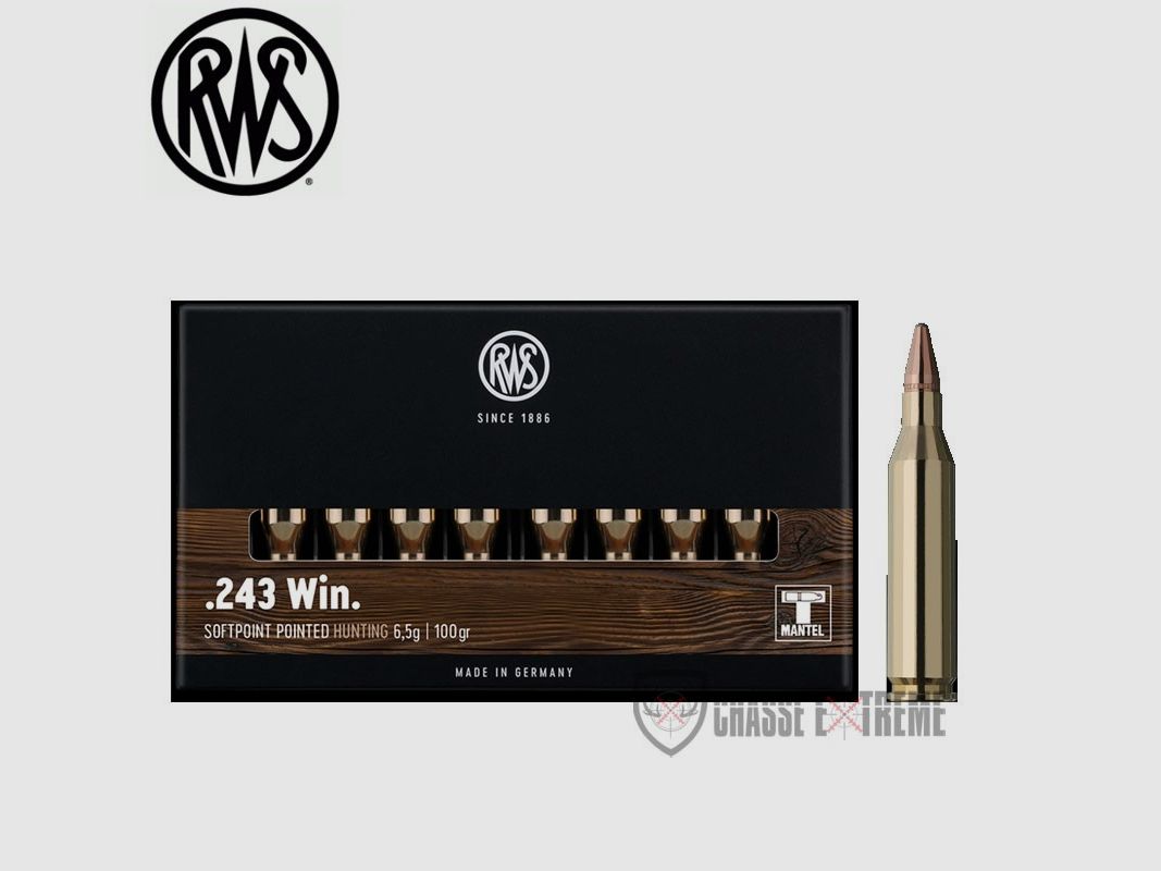 20 Patronen RWS Kal. 243 Win 100gr TMS