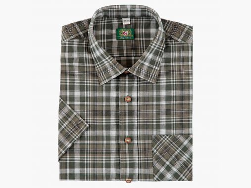OS Trachten Men's Short Sleeve Shirt (checked, with breast pocket) | 51/52