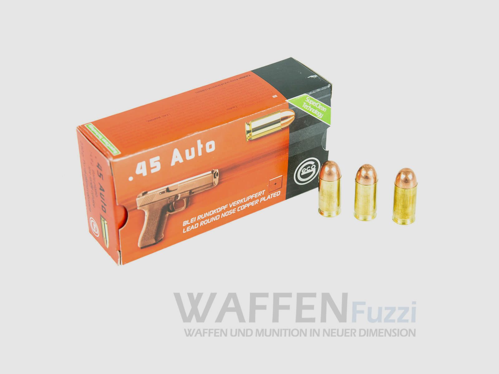 Geco .45 Auto lead round nose copper-plated 230grs Super Clean 50 rounds