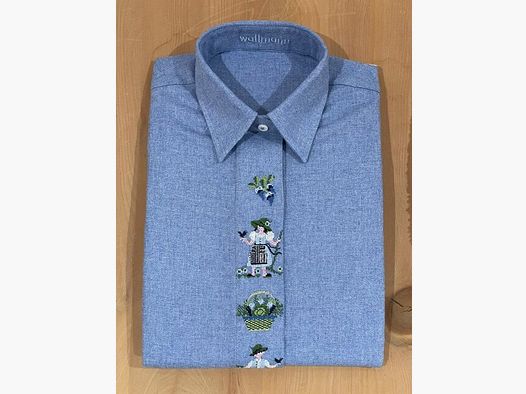 Wallmann Flanell-Bluse «Erntetag« in Hellblau