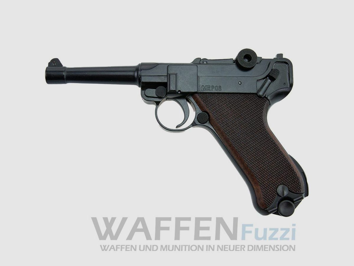 ME P08 Schreckschusswaffe 9mm brüniert mit Holzgriff