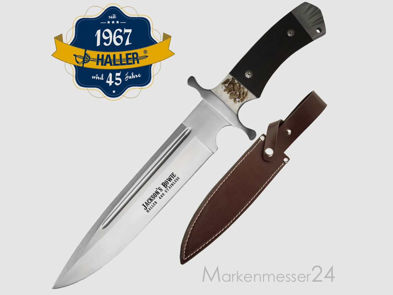 Jackson's Bowie Hirschhorn mit Lederscheide