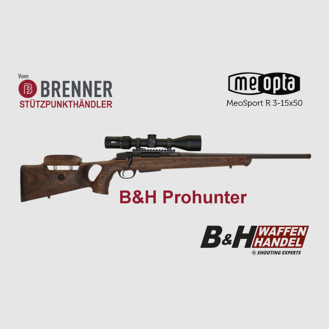 Brenner BR20 B&H Prohunter Lochschaft Komplettpaket mit Meopta Meosport 3-15x50