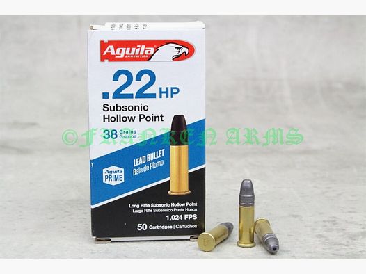 Aquila Subsonic .22 lr. HP 38gr. 2,5g 50 piezas precio por cantidad