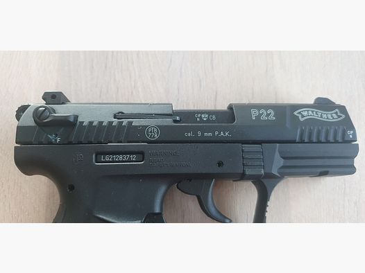 Walther P22 geblauwde 9mm P.A.K, knalpatronen ****Topstaat*****