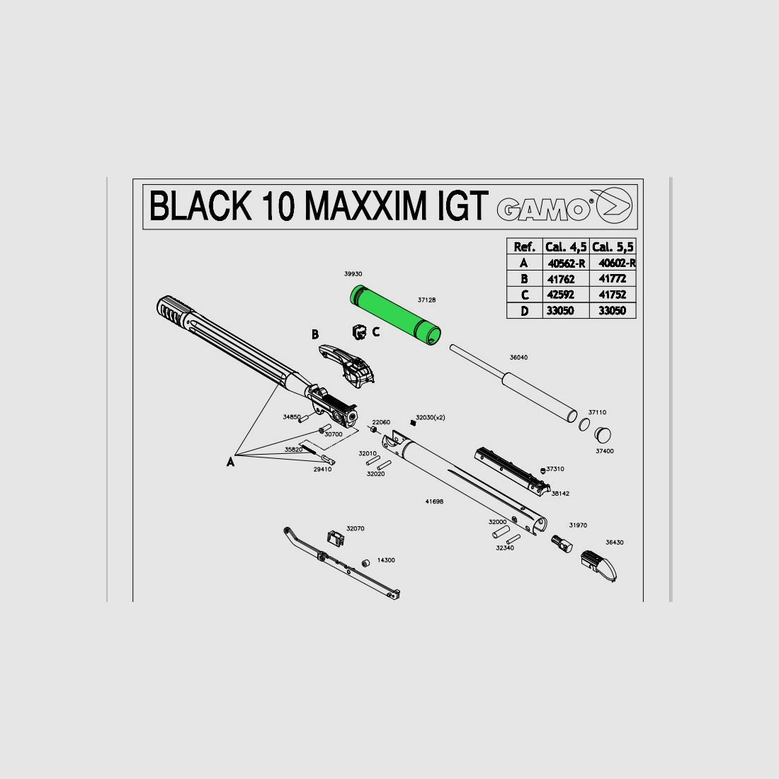 Kolben fĂĽr Luftgwehre Gamo Black 10 Maxxim IGT und Black Mach 1