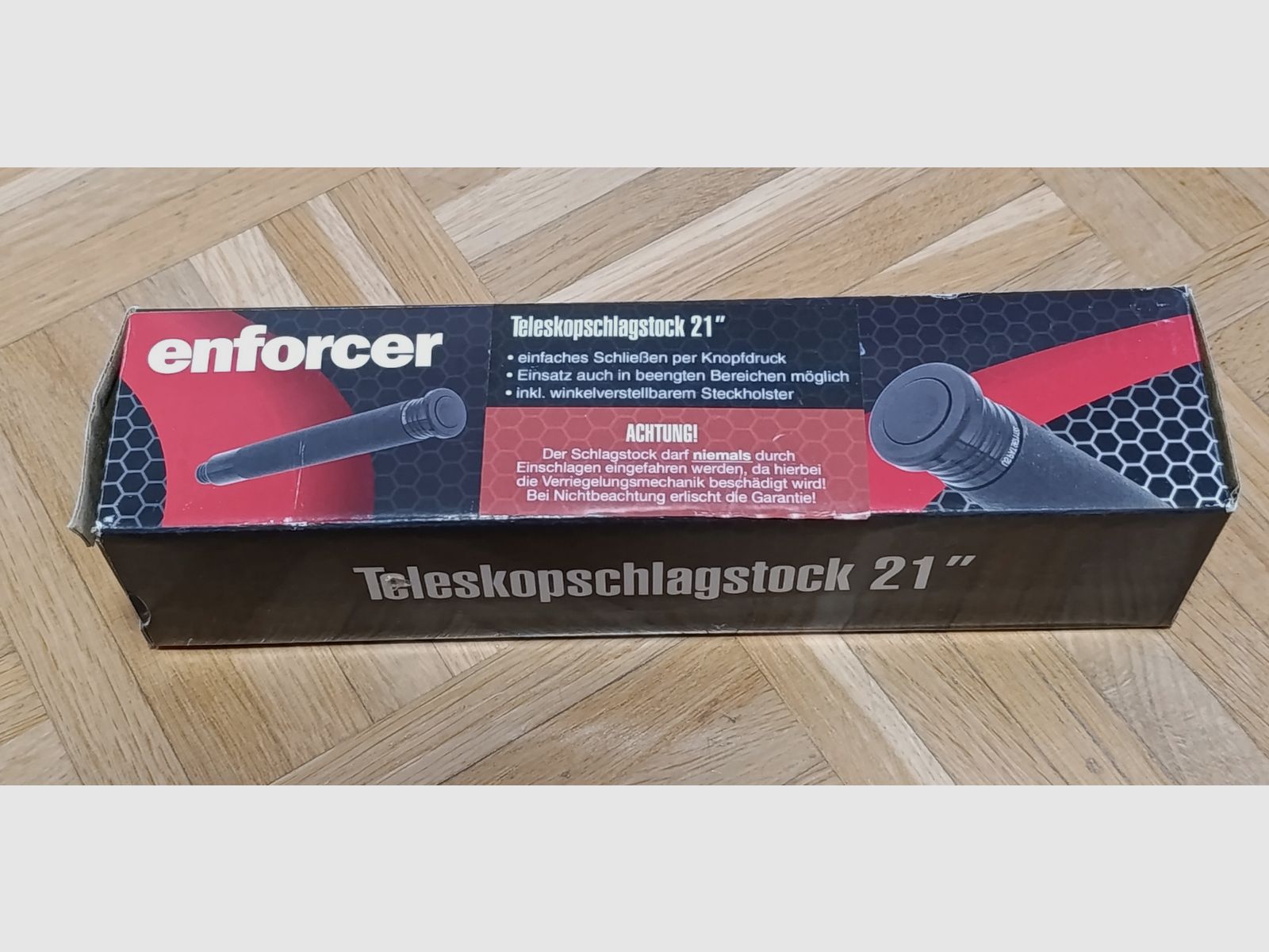 enforcer Teleskopschlagstock 21" mit Druckknopf schwarz inkl. 360° Holster