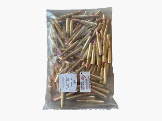 PPU RIFLE CARTRIDGES 8x57 IS / JS - 198 GRS. - FMJ - 100 ROUNDS BULK