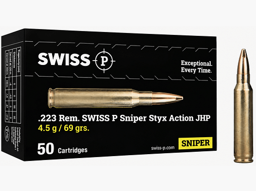 .223 Rem. Swiss P Sniper Styx Action JHP 4.5g / 69grs. – 50 Stk.