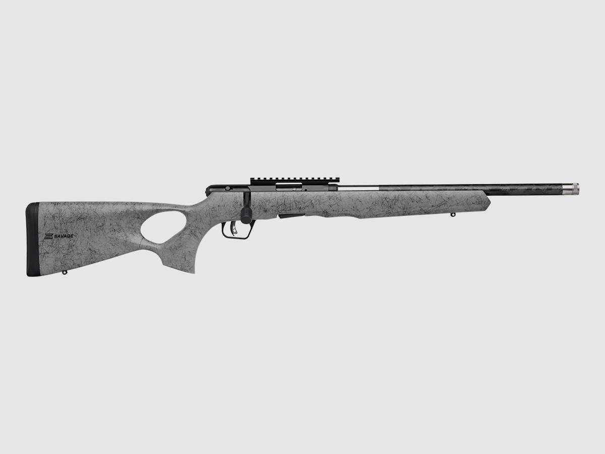 Savage Firearms B17 Timberlite Thumbhole .17 HMR 18"/46cm 1/2"x28 grendelgeweer, afbeelding 1 van 5