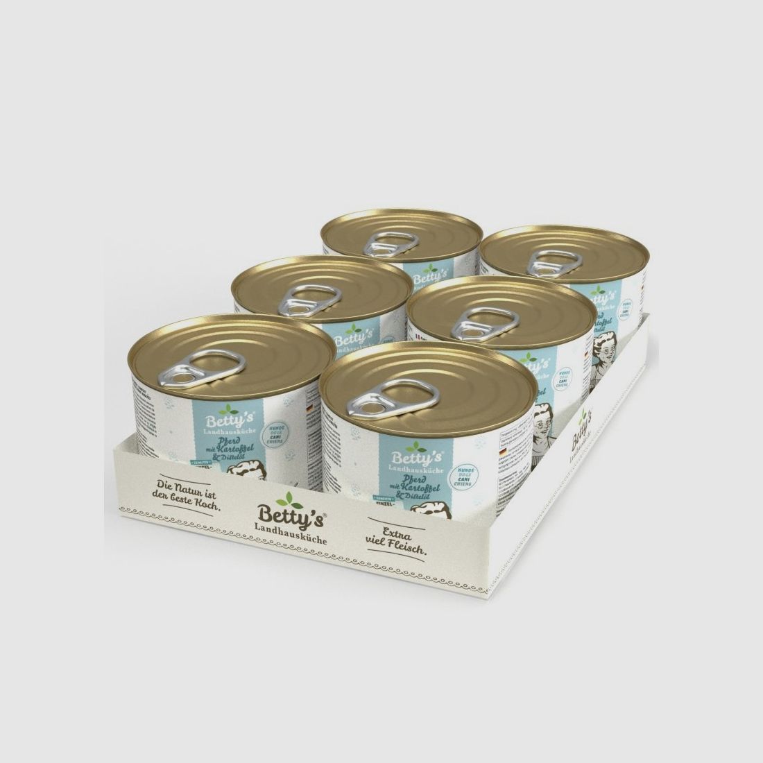 Betty´s Landhausküche Hundefutter Pferd mit Kartoffel & Distelöl 6x 200g
