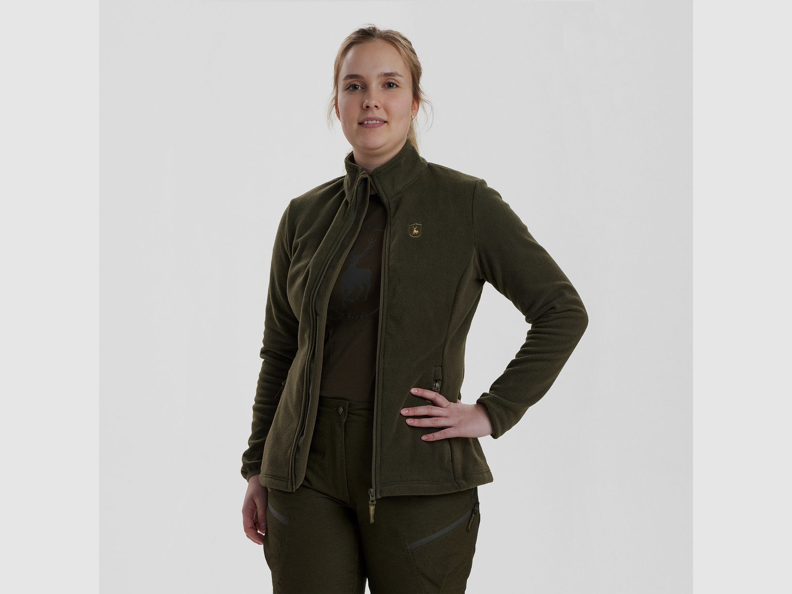 Lady Chasse Fleecejacke - Beluga – Kleidergröße Damen: 46