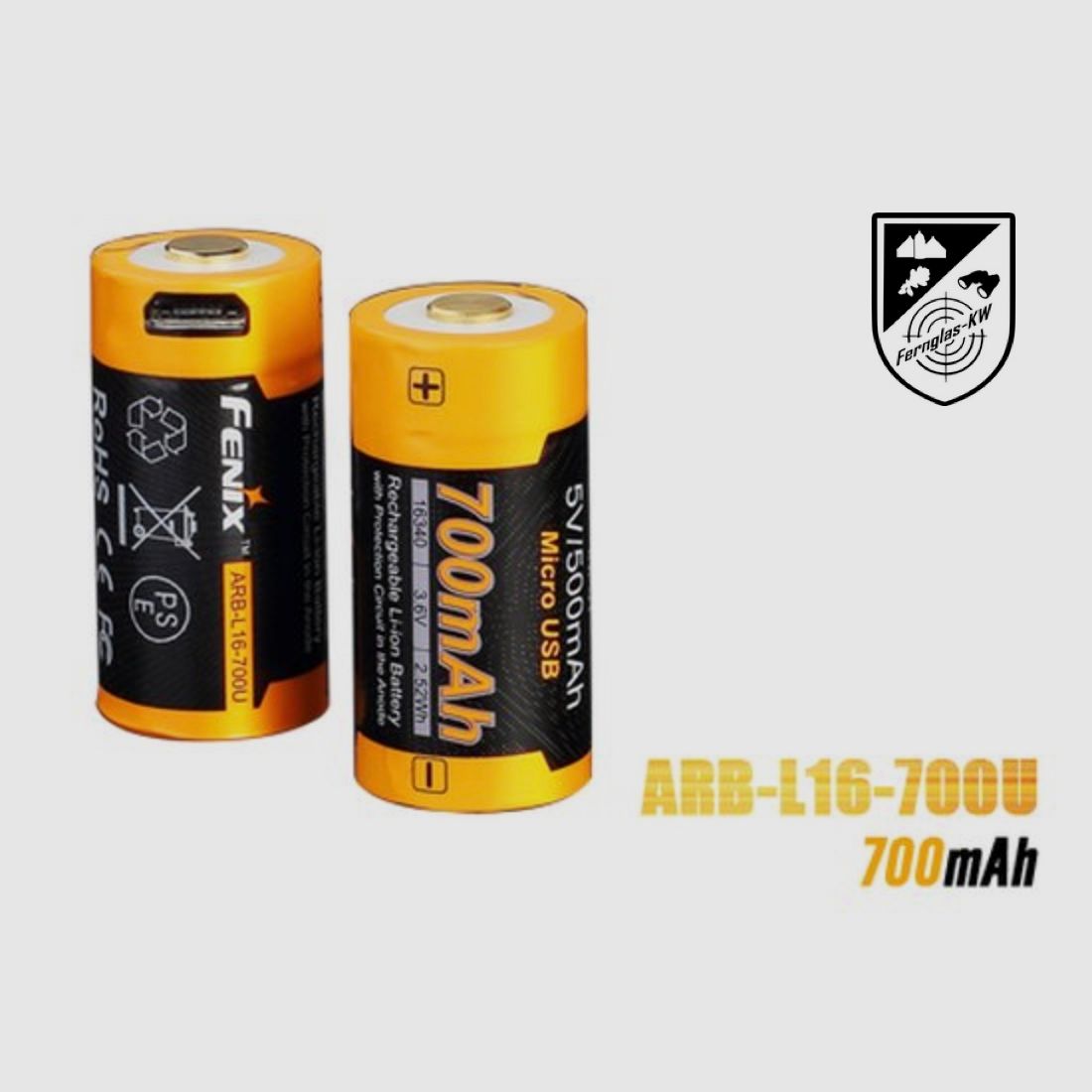 2x Fenix ARB-L16-700U geschützter Li-Ionen Akku 16340 RC123A für PD25 PD22UE