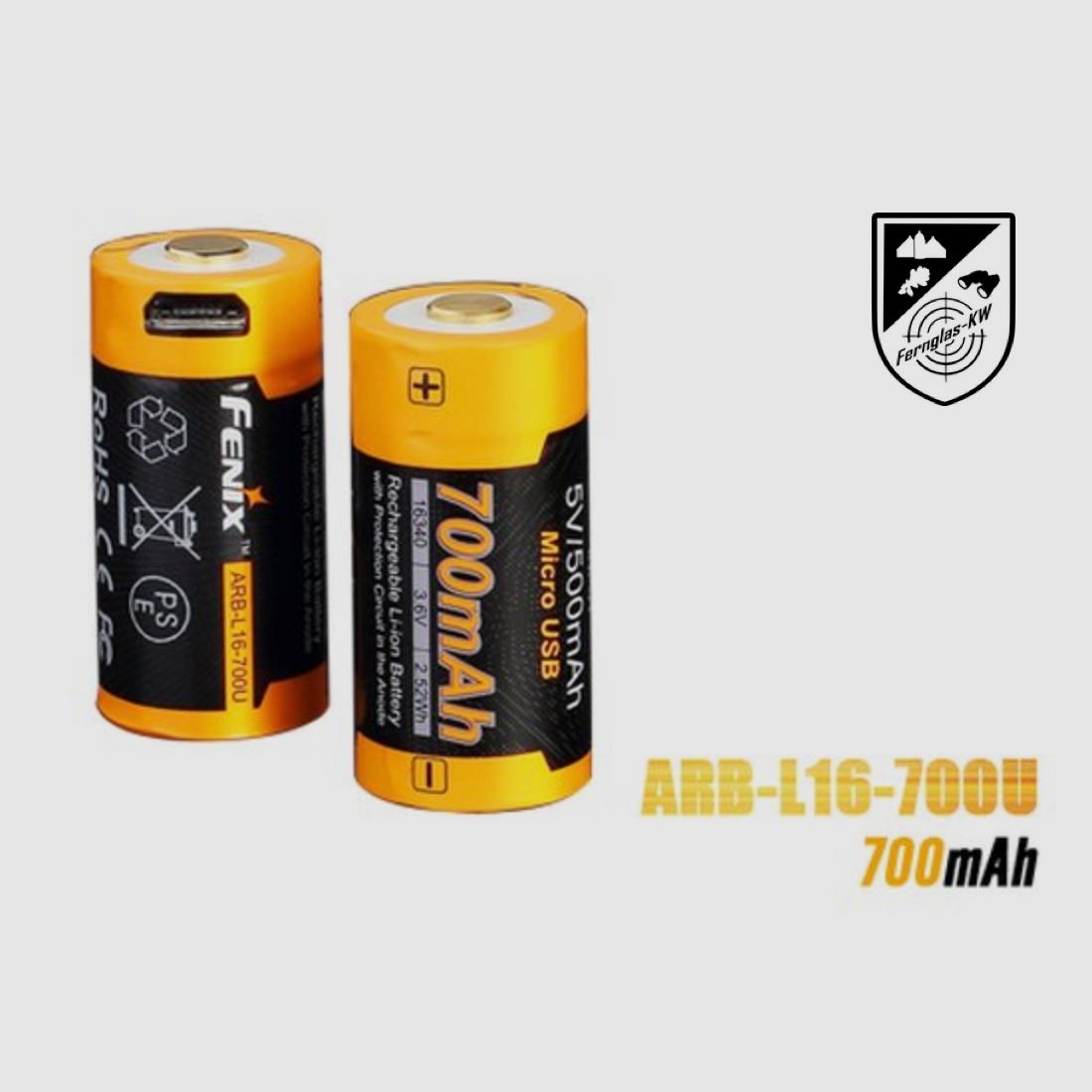 2x Fenix ARB-L16-700U batteria Li-Ion protetta 16340 RC123A per PD25 PD22UE