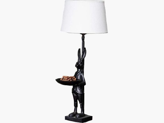 Lovergreen Lampen mit Tiermotiven Motiv stehender Hasen mit kleiner Schale als Lampe + Lampenschirm 25 cm