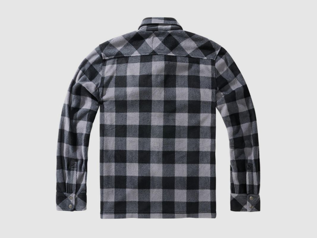 Jeff Brandit® Herren Fleecehemd - Grau/Schwarz mit langen Ärmeln, Bild 2 von 8