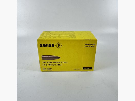 SWISS P Ammo .223 Rem DS-1 FMJ 3.6g/55gr, VE50