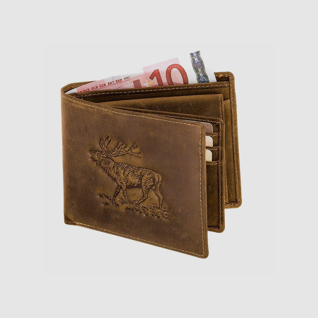 Portefeuille Akah format horizontal avec embossage de cerf