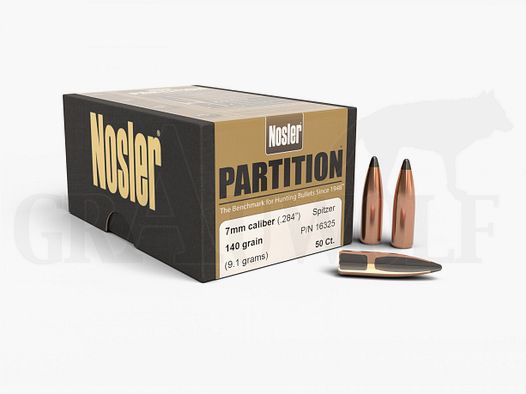 .284 / 7 mm 140 gr / 9,1 g Nosler Partition Proiettili 50 pezzi