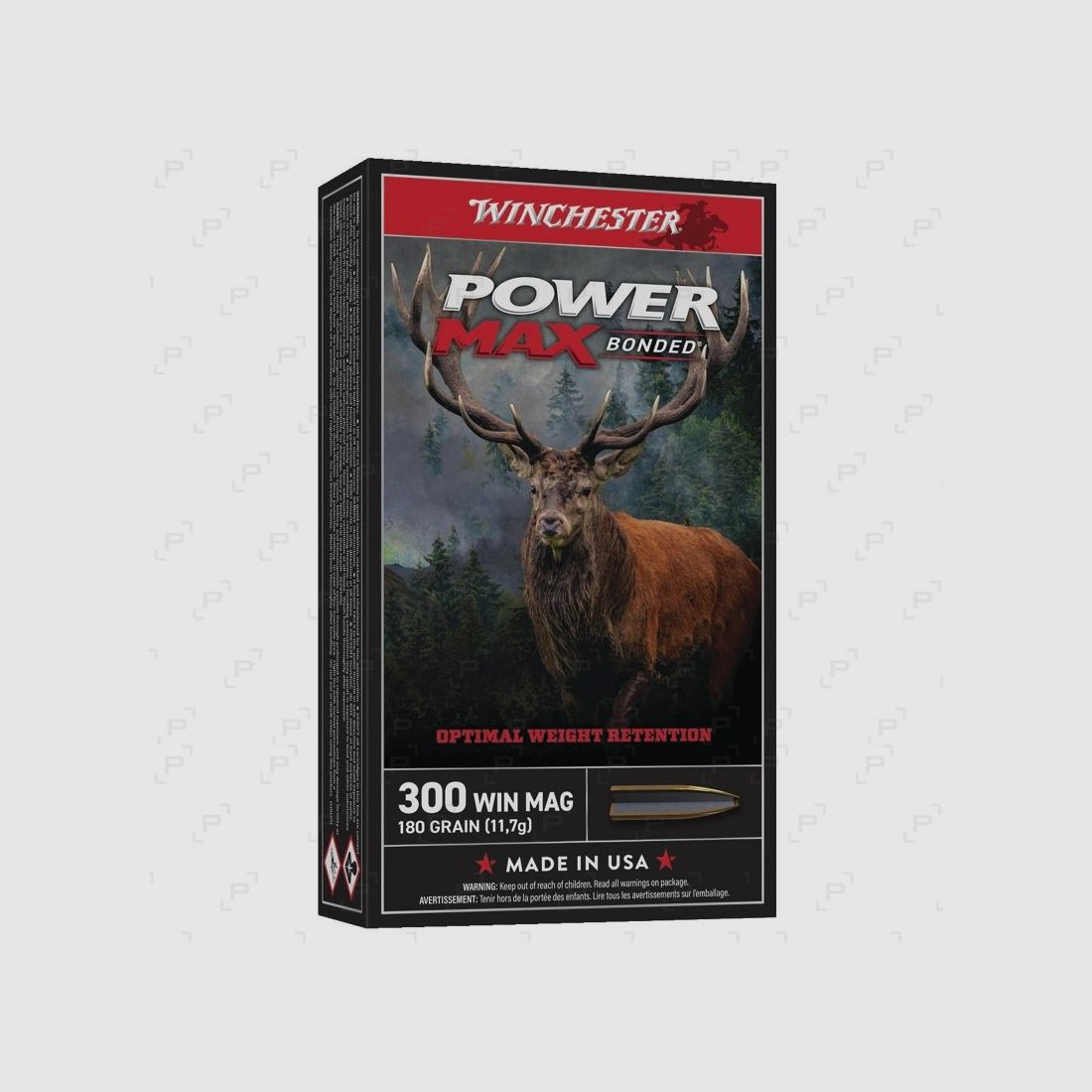 Doos van 20 patronen voor groot wild WINCHESTER POWER MAX BONDED Kaliber .300 WIN MAG - 180 GR