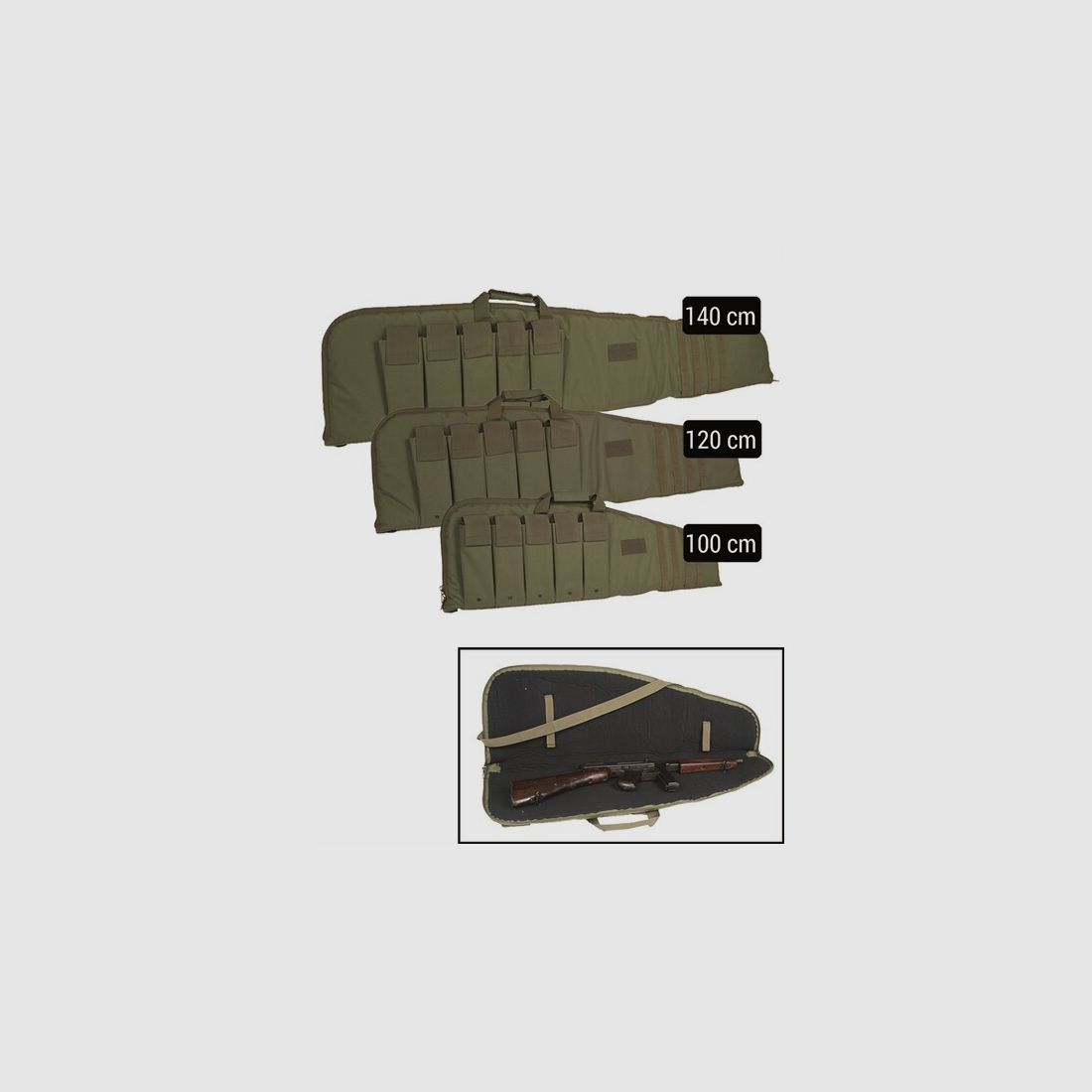 Gewehrtasche / Waffen Futteral Oliv 120cm - Rifle Case abschließbar