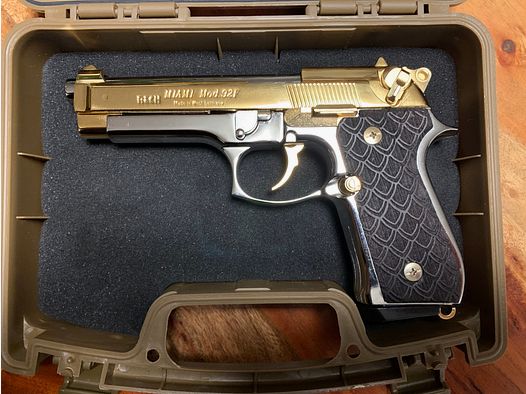 Reck Miami 92F, 9mm P.A.K. 24k gold-plated and chrome-plated