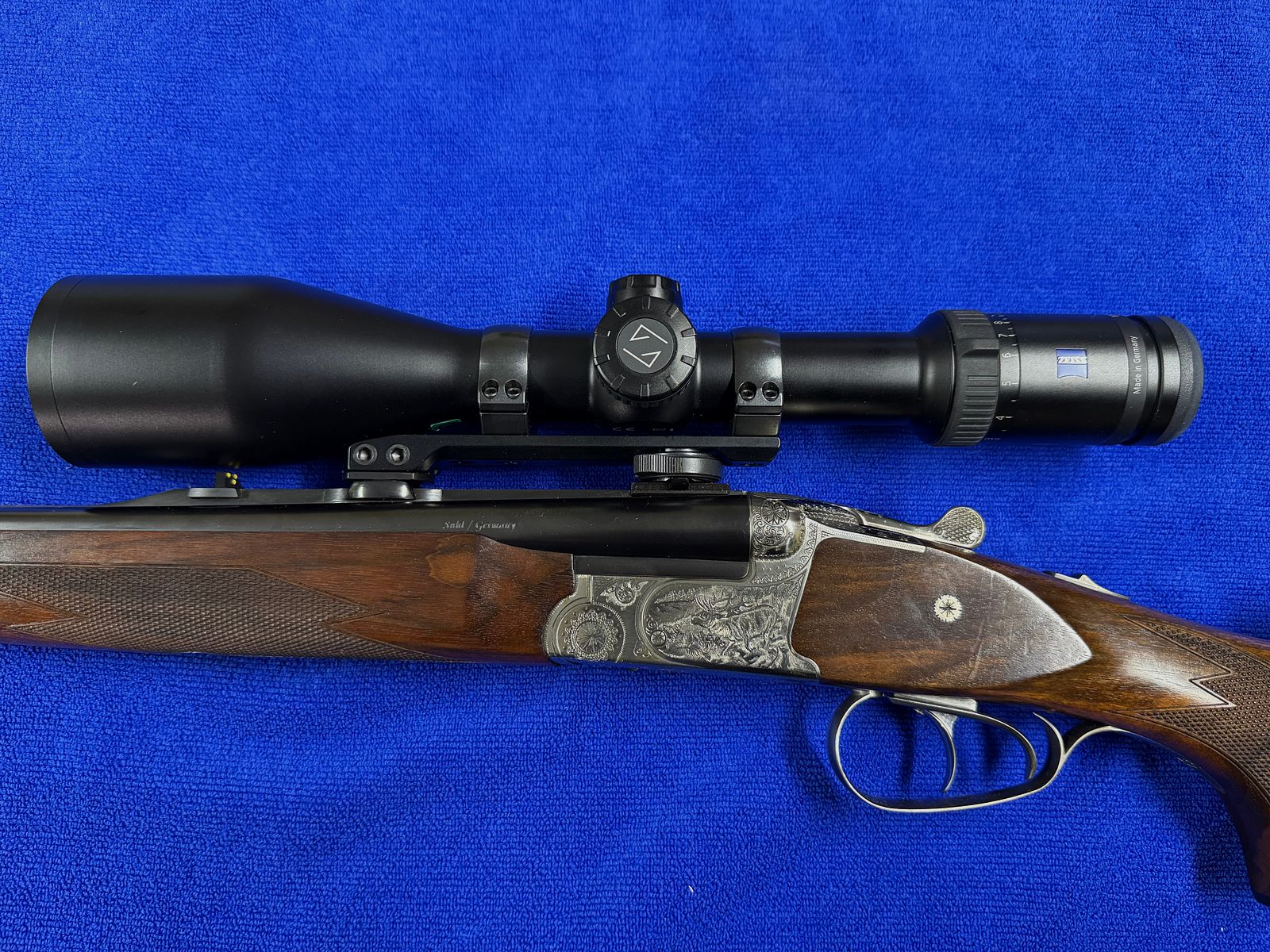 Merkel Doppelbüchsdrilling DR 961L avec lunette ZEISS Victory HT 3-12x56