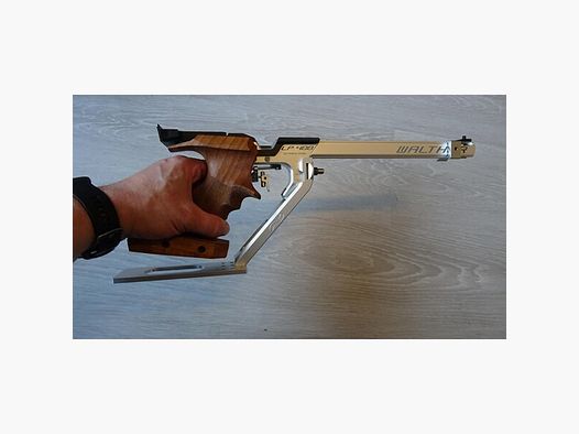 Walther LP 400 LP400 Alu Match-Pressluftpistole mit Auflageplatte Horizont in top Zustand