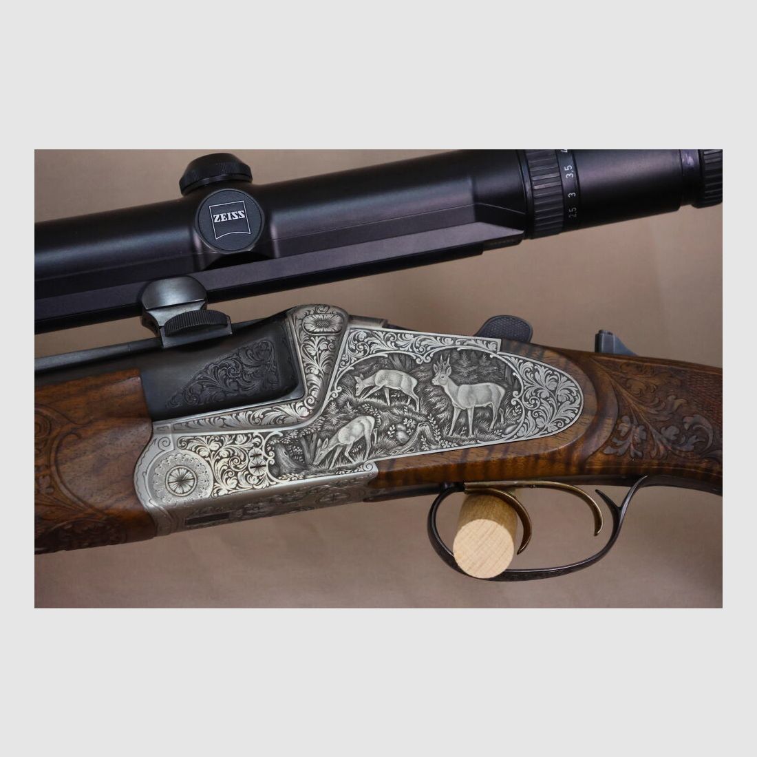 Heym 35 double rifle // side lock // left-handed stock // Fortner