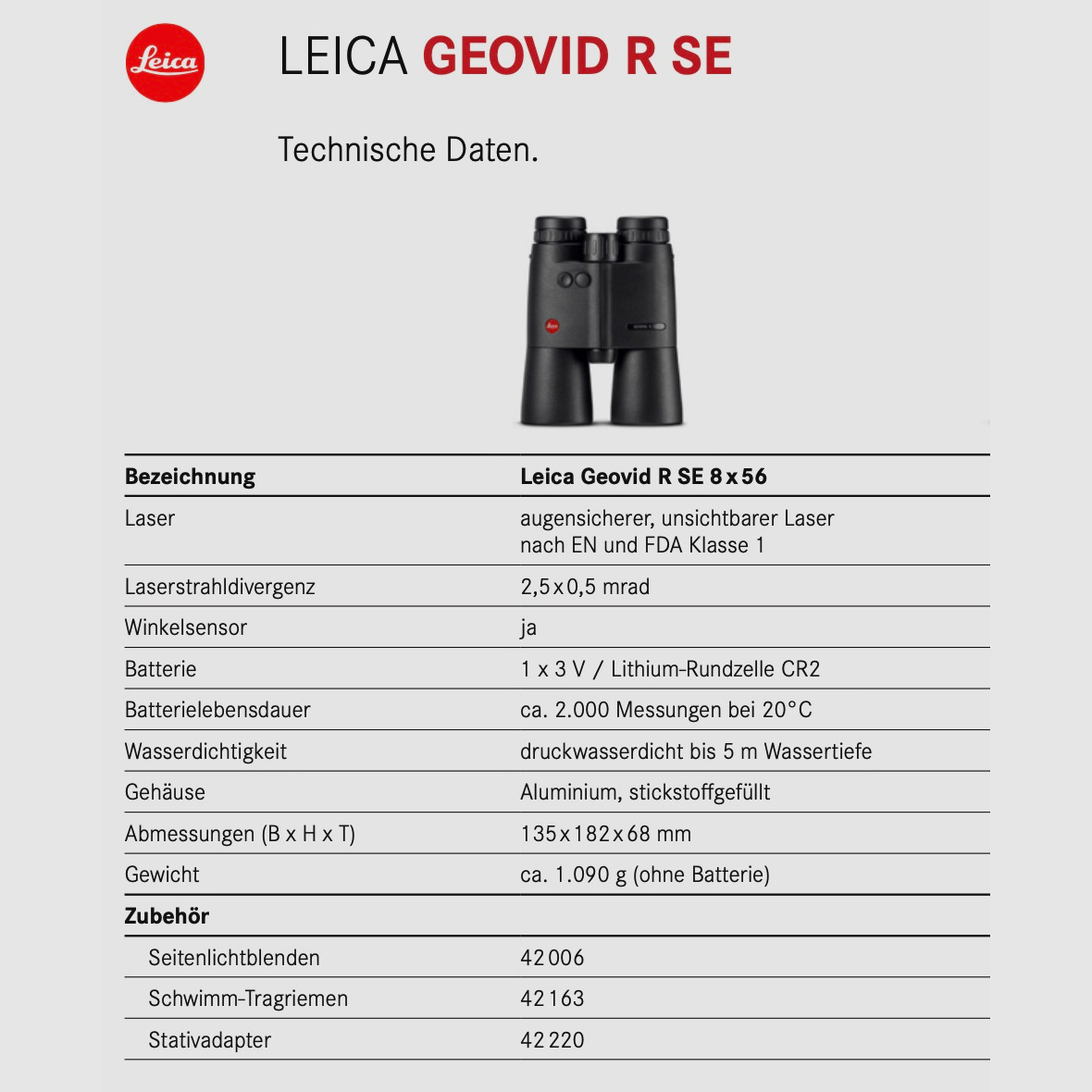 LEICA 408-27 Geovid R SE 8x56 Fernglas mit Entfernungsmesser