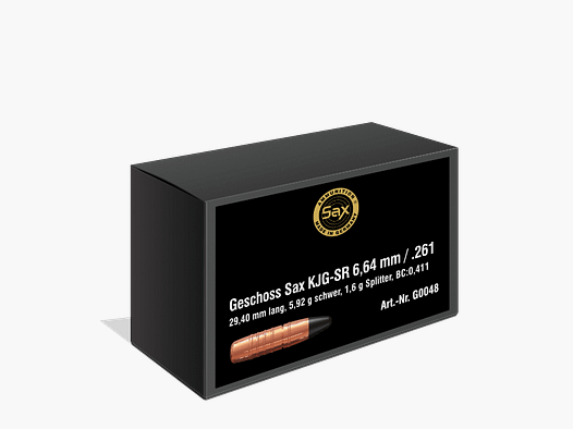 Projektile Sax KJG-SR 6,64 mm / .261, 5,92 g / 91,36 gr