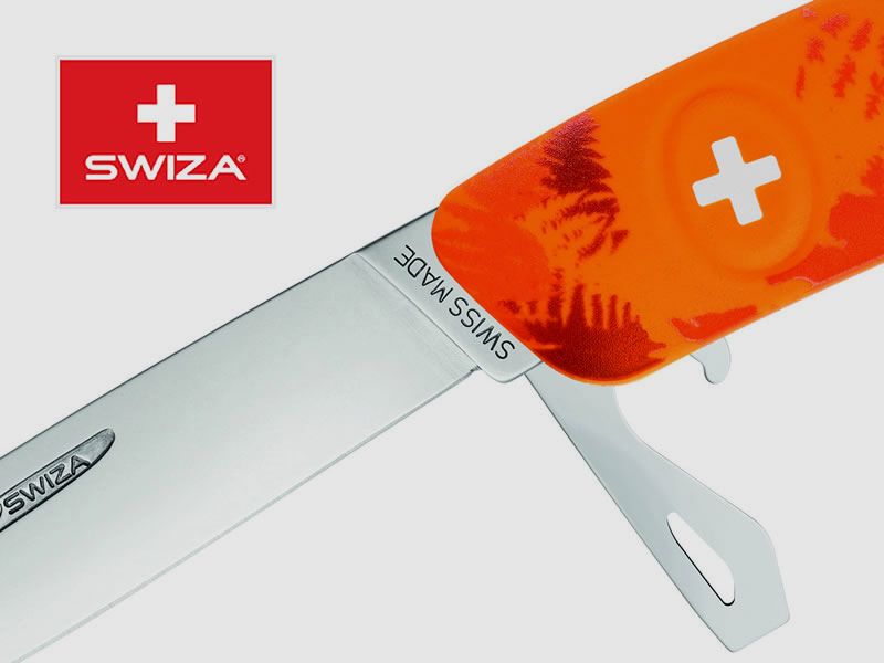 SWIZA Schweizer Messer FILIX D03 CAMO FARN ORANGE, Edelstahl 440, 11 Funktionen, Korkenzieher
