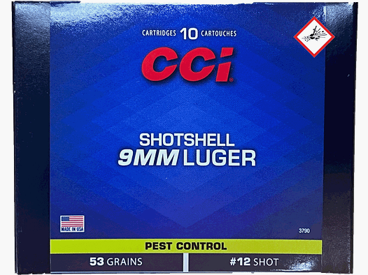 CCI Cartucho de perdigones #12 Cal. 9mm Luger 53 grs