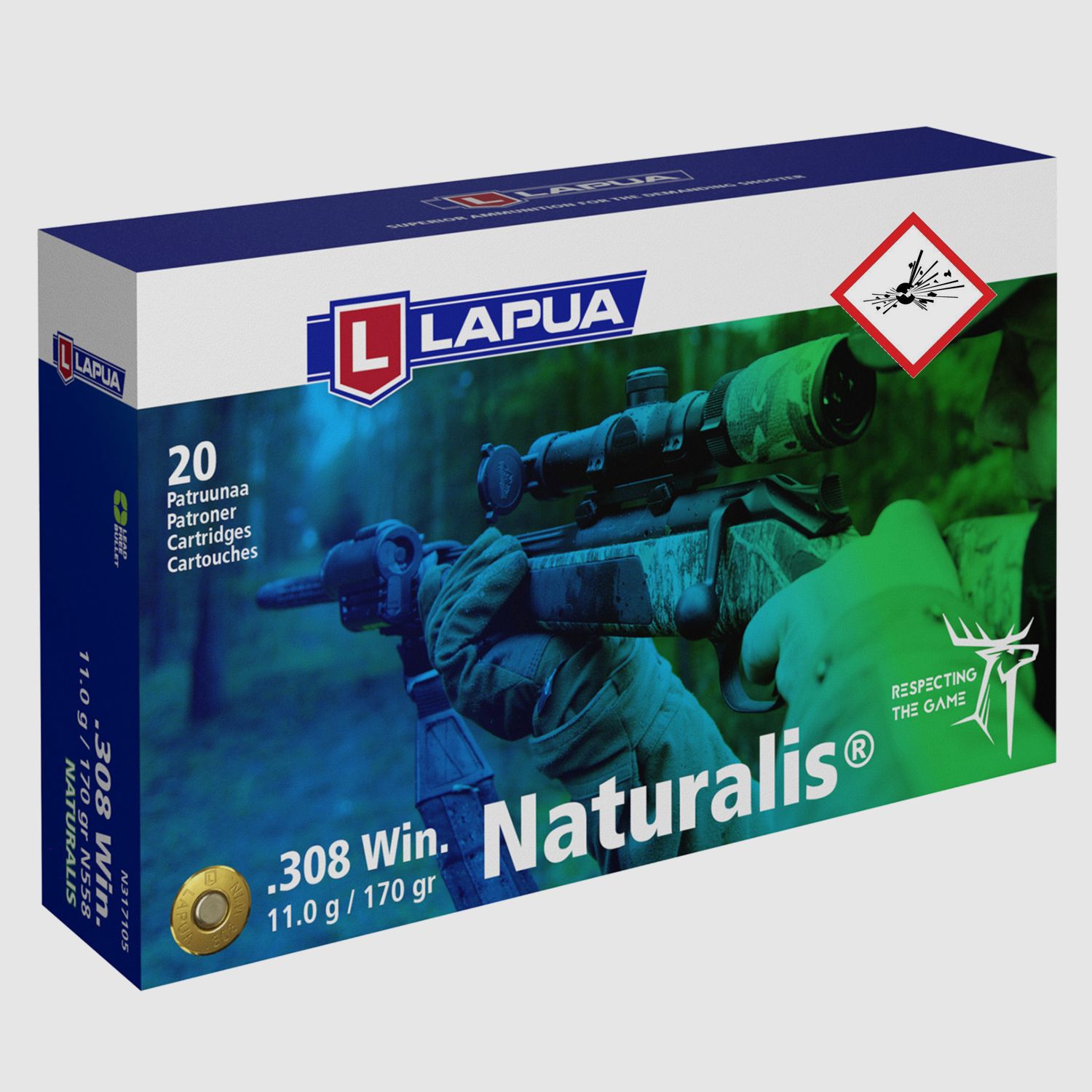 Lapua Naturalis rifle cartridge cal. .308 Win 170grs