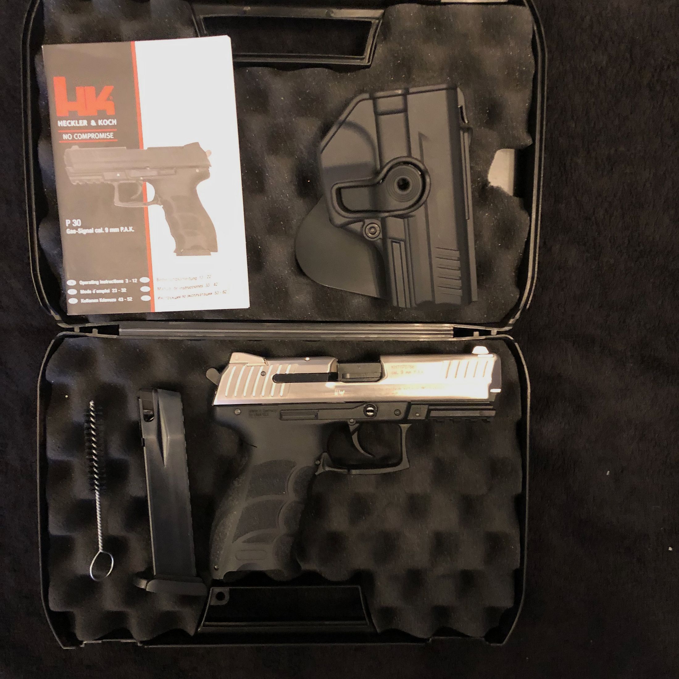 HK P30 Nickel + Holster Schreckschuss 