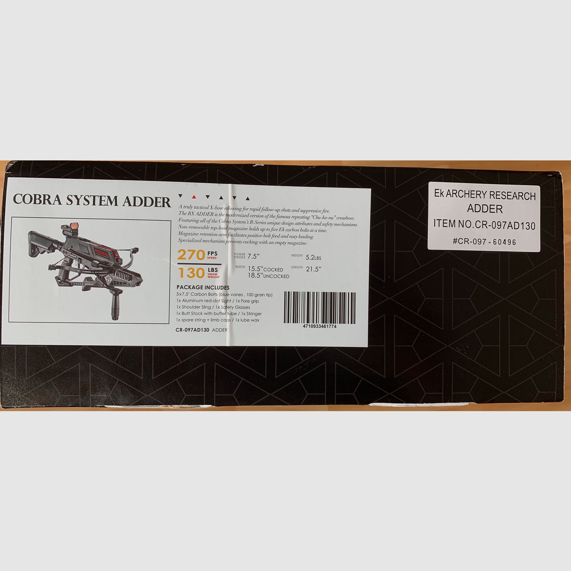 EK Archery Adder Repetierarmbrust mit viel Zubehör