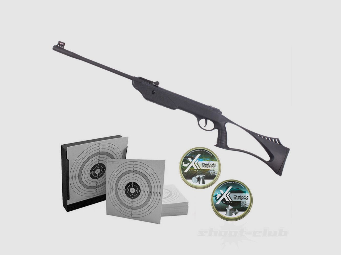 shoXx XS16 Kipplauf Luftgewehr 4,5 mm Diabolo im Kugelfang Set