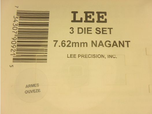 JEUX OUTILS ACIER LEE CALIBRE 7.62 NAGANT