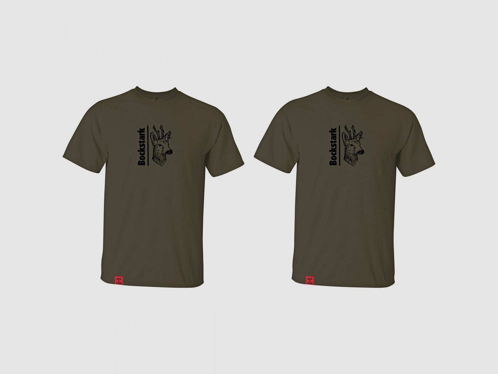 Ensemble de 2 : T-shirt Wild & Wear "Bockstark" Homme (Olive)