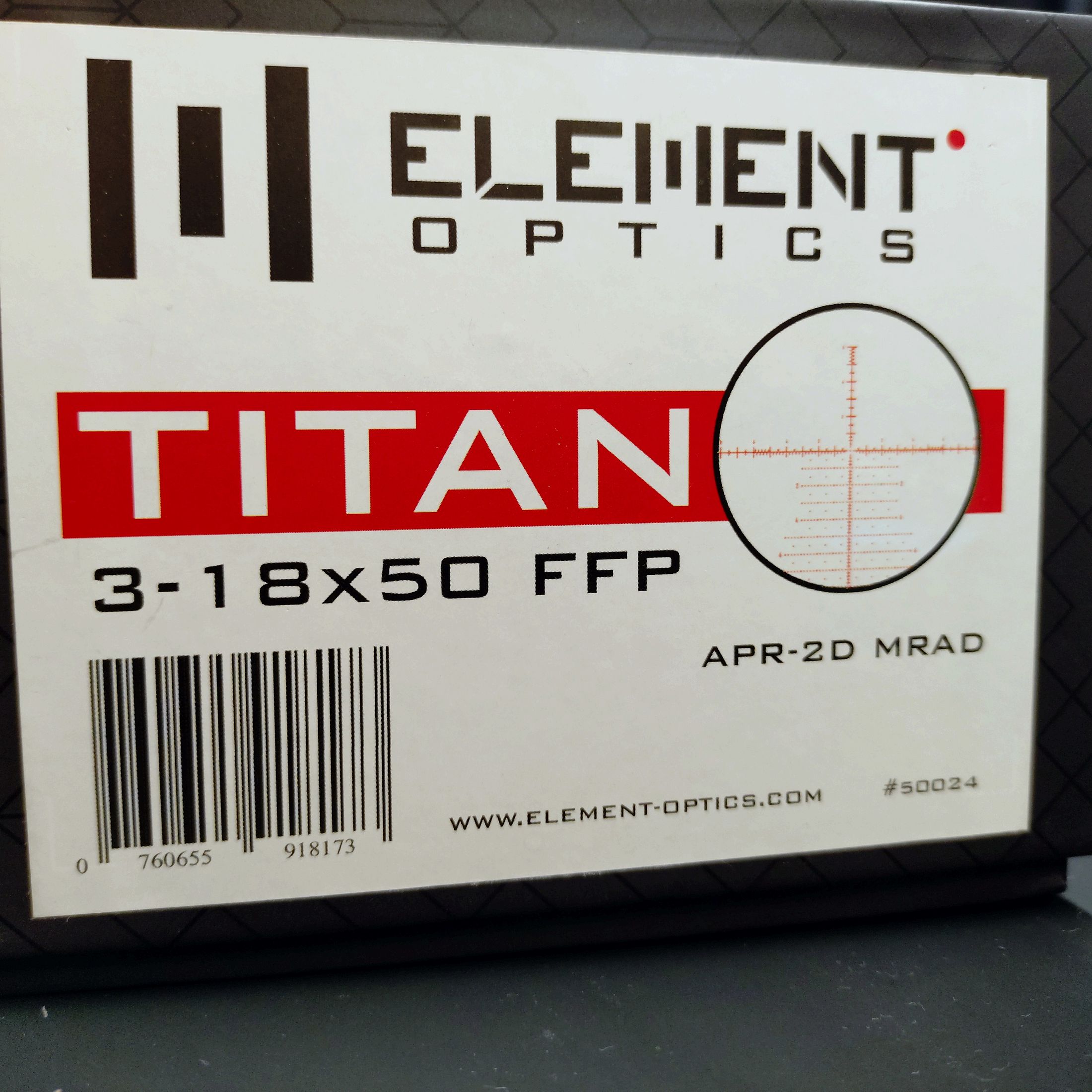 scope ELEMENT Titan 3-18x50 FFP APR-2D MRAD / incl. adjustable scope mount from Sportsmatch UK - ATP 94, 34mm high, for Weaver/Picatinny