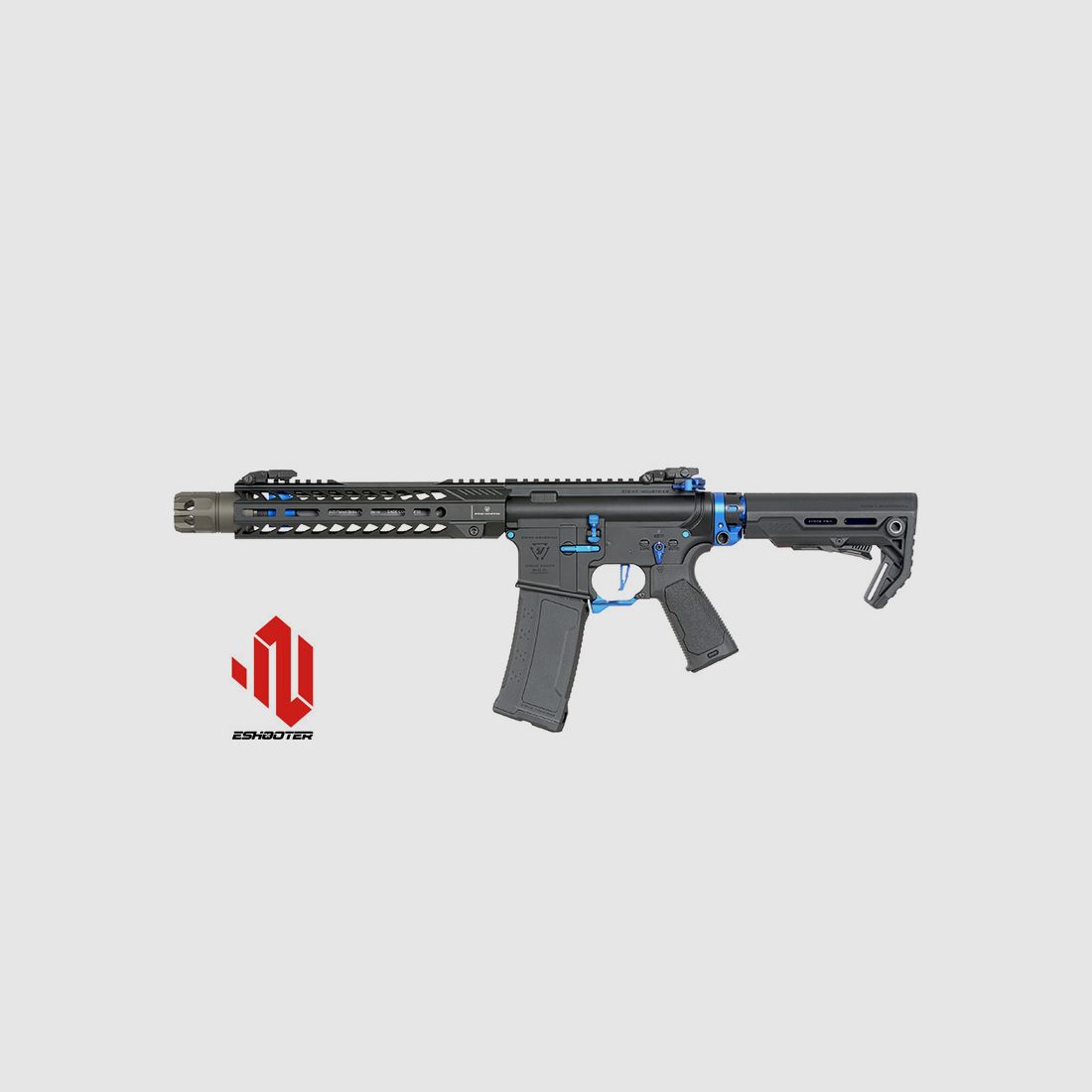Strike Îndustries 10" Raiders SBR S-AEG mit Eshooter ETU, blaue Elemente
