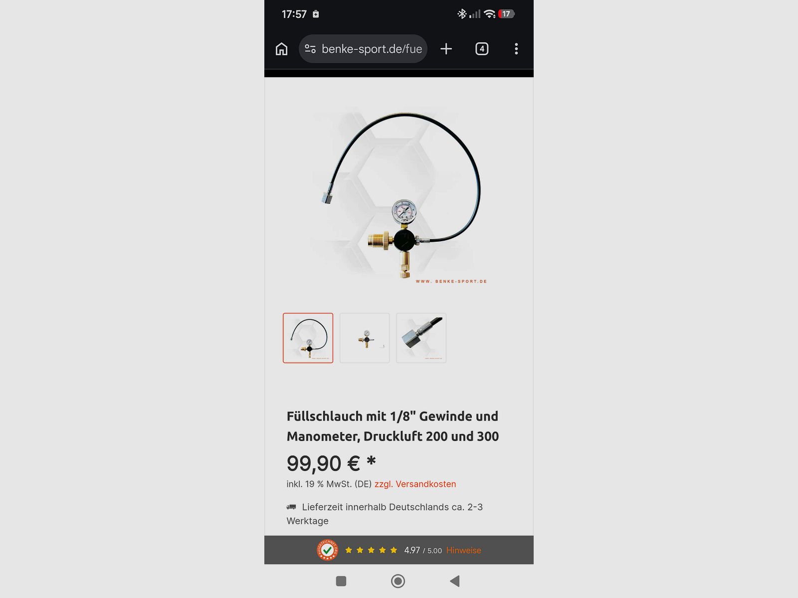 Tubo di riempimento Fx con manometro