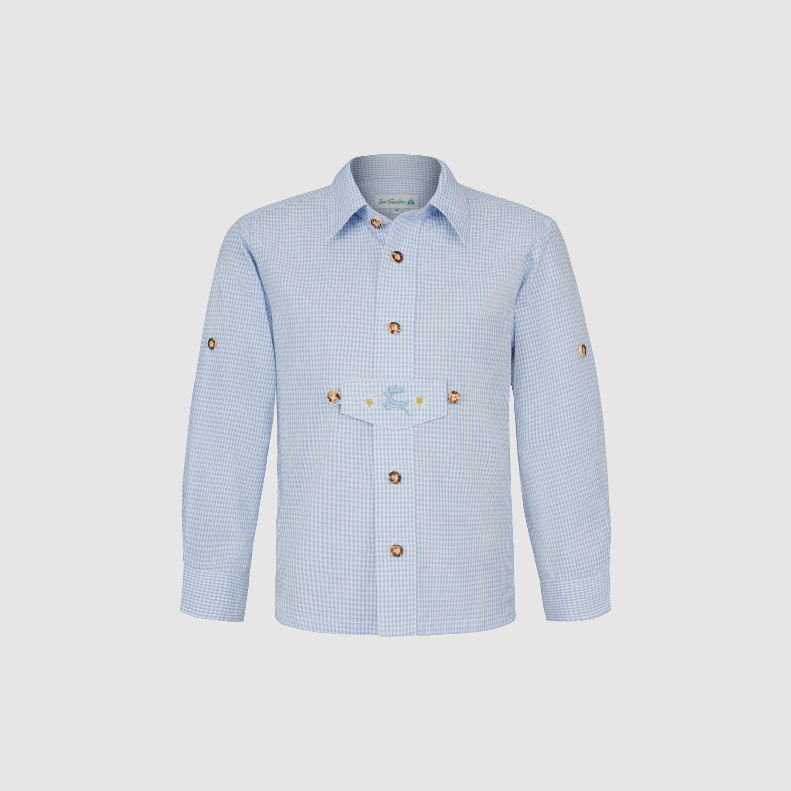Chemise Enfant Carreaux Cerf en Bleu Clair