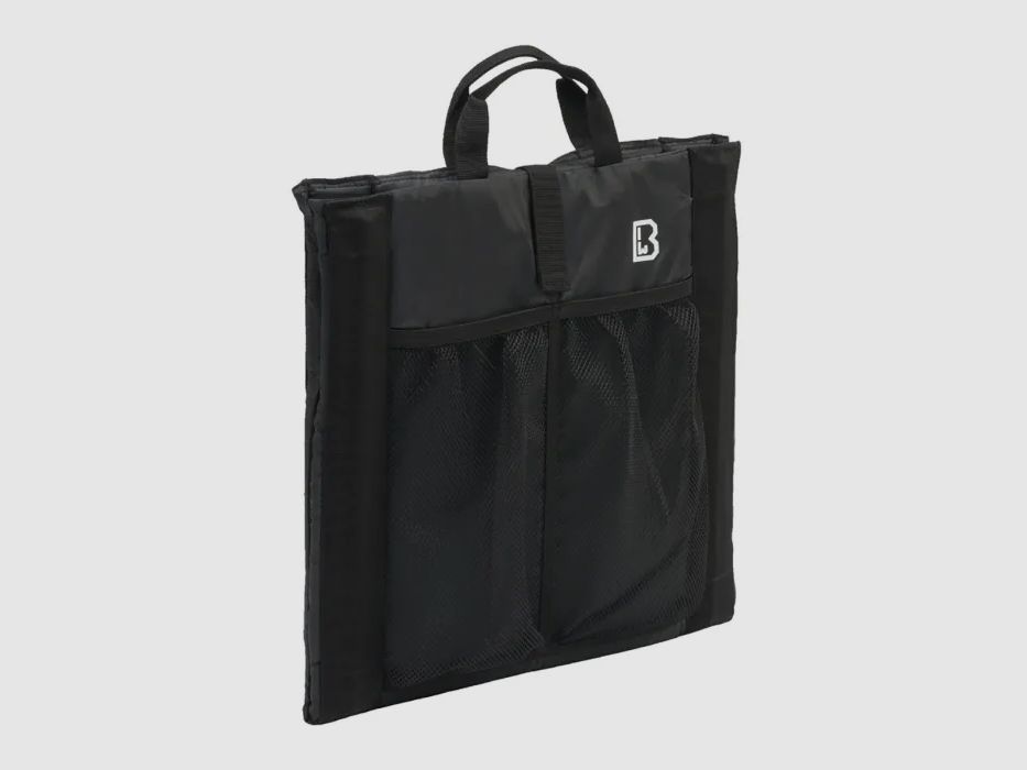 Asiento plegable con asa + bolsa de malla para 2 botellas de bebida - Negro