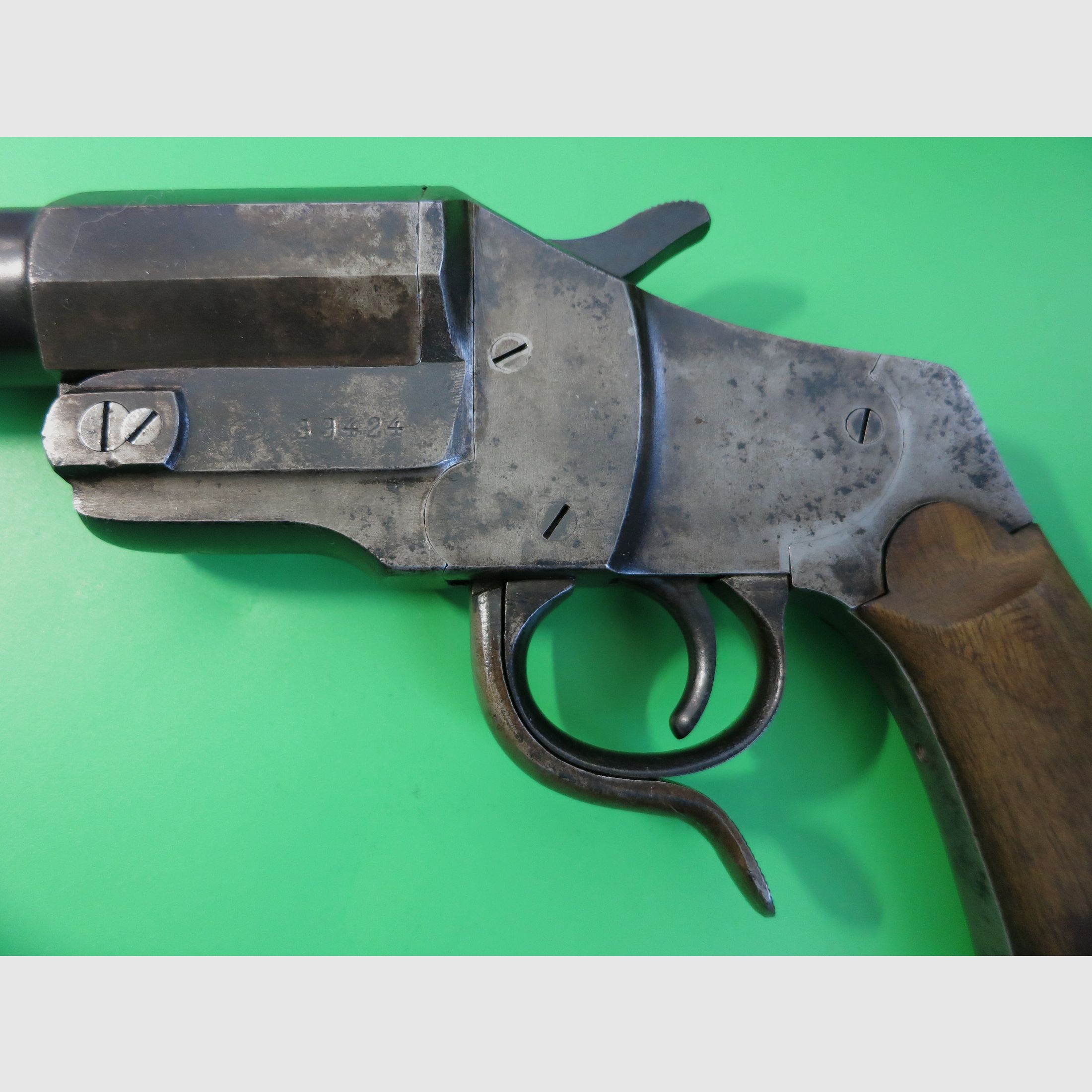 Signalpistole J.G. Anschütz Modell Hebel, Kal. 4, originale Lang-Version, Sammlerrarität    #4