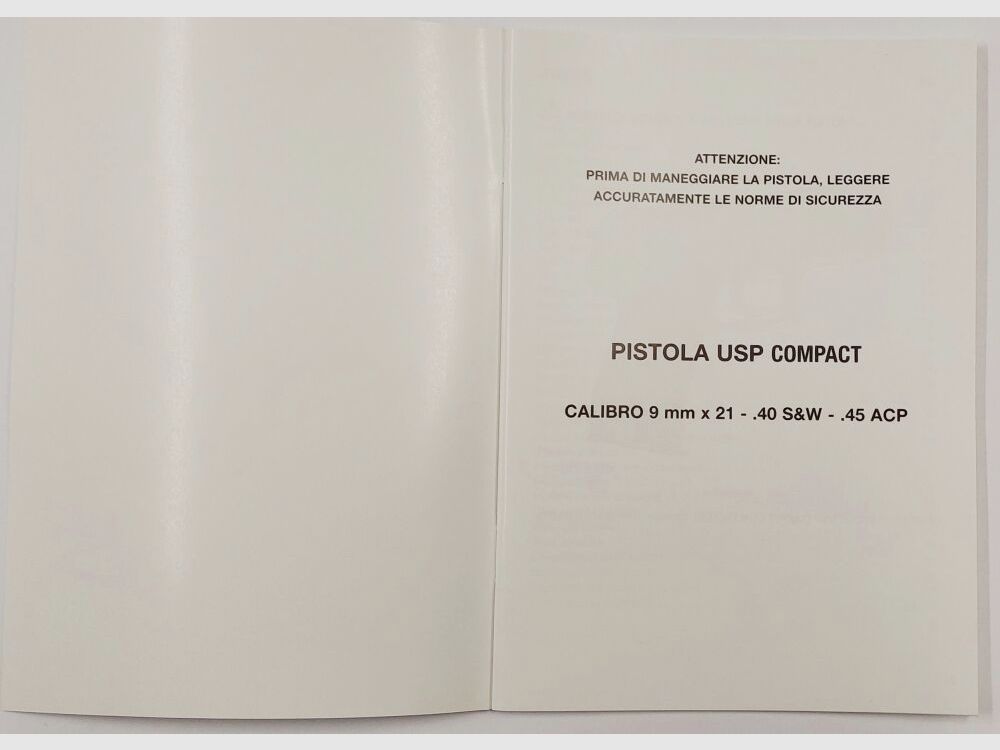 Heckler & Koch manual for USP Compact, Italian