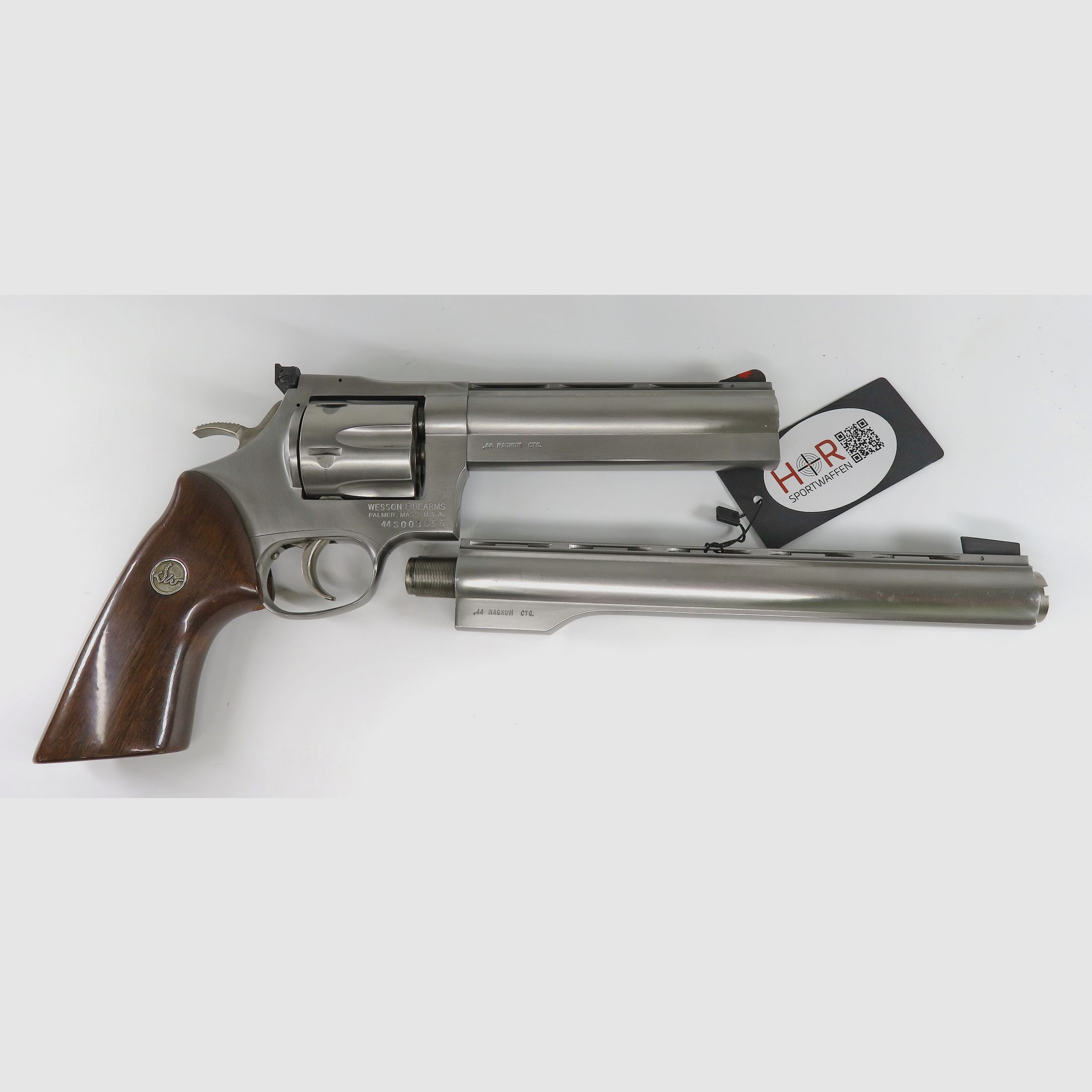 Revolver Dan Wesson Model 44, 6 Zoll UND 10 Zoll Austauschläufe, Kaliber .44 Magnum, Stainless, Target-Ausführung, Top-Zustand