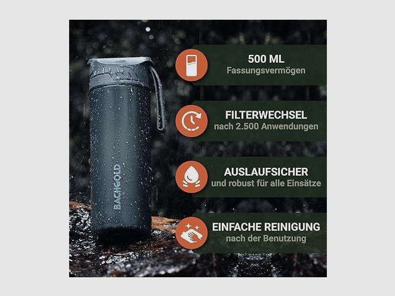 Bachgold® Profi Outdoor Wasserfilter Flasche