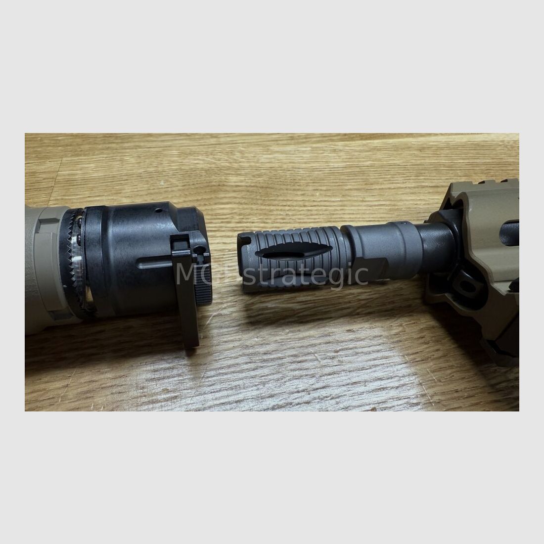 B&T AG Print X RBS I Compact QDN 223 FDE - flow through silencer for muzzle flash suppressor with NATO interface / for Rotex V or X interface