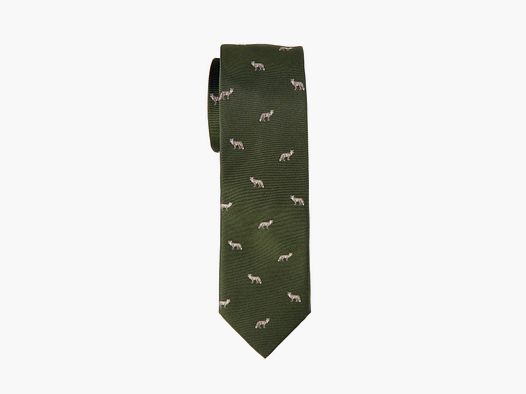 Cravate en soie verte avec renard